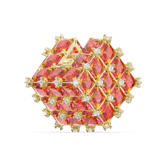 swarovski curiosa stud earring  single  orange  gold tone plated